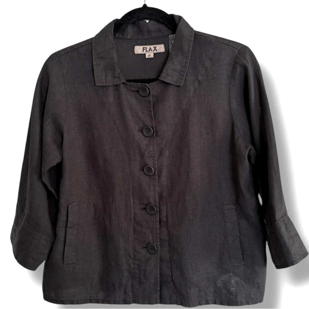 Flax Linen Boxy Top Jacket Size Small